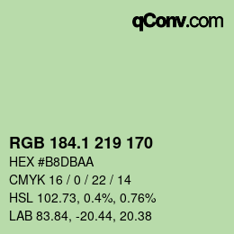 カラーコード: RGB 184.1 219 170 | qconv.com