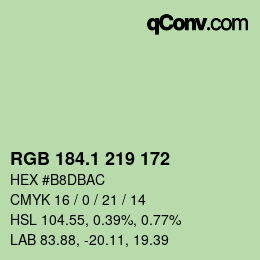 カラーコード: RGB 184.1 219 172 | qconv.com