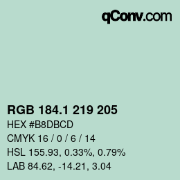カラーコード: RGB 184.1 219 205 | qconv.com