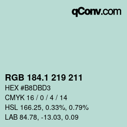 Color code: RGB 184.1 219 211 | qconv.com