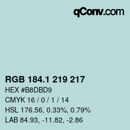 Color code: RGB 184.1 219 217 | qconv.com