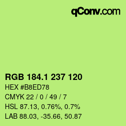 カラーコード: RGB 184.1 237 120 | qconv.com