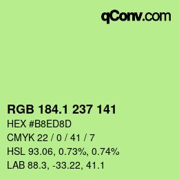 カラーコード: RGB 184.1 237 141 | qconv.com