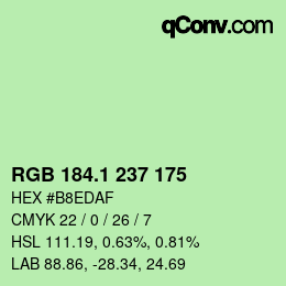 カラーコード: RGB 184.1 237 175 | qconv.com