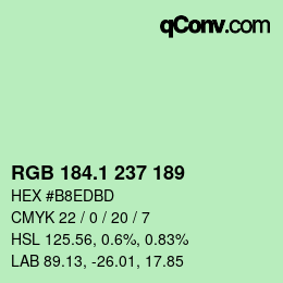 カラーコード: RGB 184.1 237 189 | qconv.com