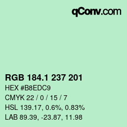 Color code: RGB 184.1 237 201 | qconv.com