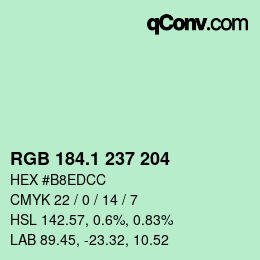 カラーコード: RGB 184.1 237 204 | qconv.com