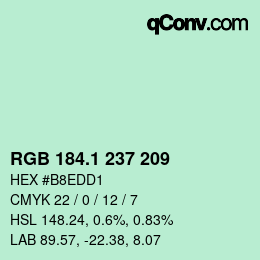 カラーコード: RGB 184.1 237 209 | qconv.com