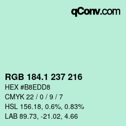 Color code: RGB 184.1 237 216 | qconv.com