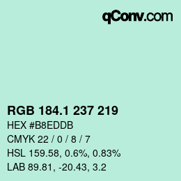Color code: RGB 184.1 237 219 | qconv.com