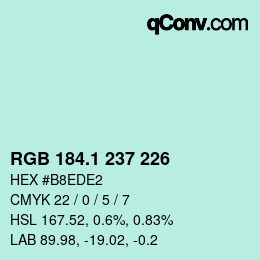 カラーコード: RGB 184.1 237 226 | qconv.com