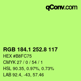 カラーコード: RGB 184.1 252.8 117 | qconv.com