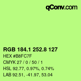 カラーコード: RGB 184.1 252.8 127 | qconv.com
