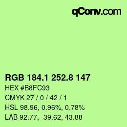 カラーコード: RGB 184.1 252.8 147 | qconv.com