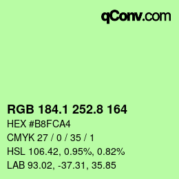 カラーコード: RGB 184.1 252.8 164 | qconv.com