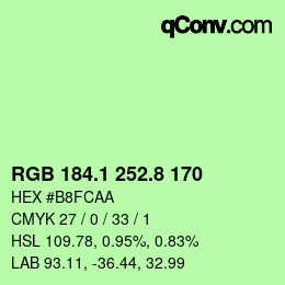 カラーコード: RGB 184.1 252.8 170 | qconv.com