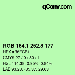 カラーコード: RGB 184.1 252.8 177 | qconv.com