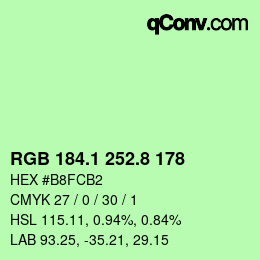 カラーコード: RGB 184.1 252.8 178 | qconv.com