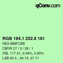 カラーコード: RGB 184.1 252.8 181 | qconv.com