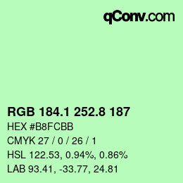 カラーコード: RGB 184.1 252.8 187 | qconv.com