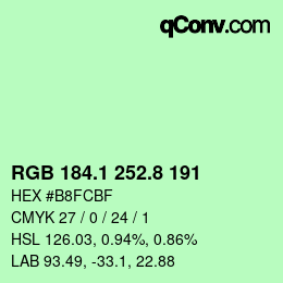 カラーコード: RGB 184.1 252.8 191 | qconv.com