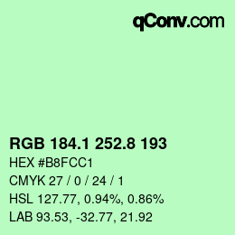 カラーコード: RGB 184.1 252.8 193 | qconv.com