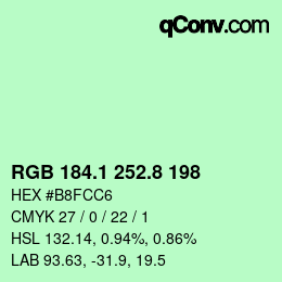 カラーコード: RGB 184.1 252.8 198 | qconv.com