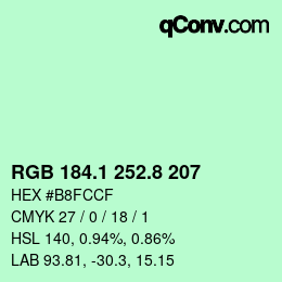 カラーコード: RGB 184.1 252.8 207 | qconv.com