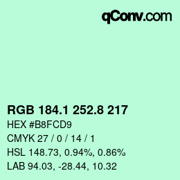 カラーコード: RGB 184.1 252.8 217 | qconv.com
