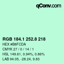 カラーコード: RGB 184.1 252.8 218 | qconv.com