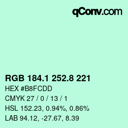カラーコード: RGB 184.1 252.8 221 | qconv.com