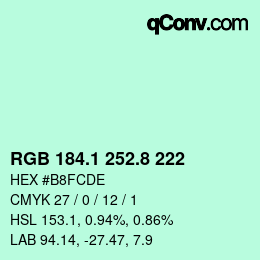 カラーコード: RGB 184.1 252.8 222 | qconv.com