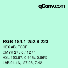 カラーコード: RGB 184.1 252.8 223 | qconv.com