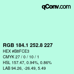 カラーコード: RGB 184.1 252.8 227 | qconv.com
