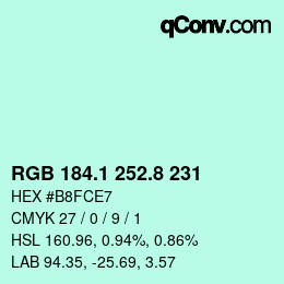 カラーコード: RGB 184.1 252.8 231 | qconv.com