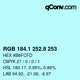 Farbcode: RGB 184.1 252.8 253 | qconv.com