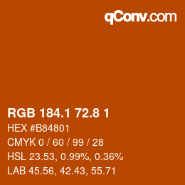 Color code: RGB 184.1 72.8 1 | qconv.com