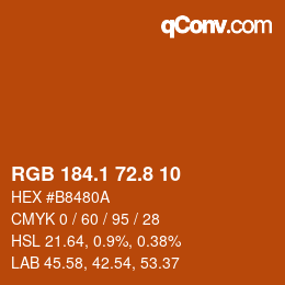 カラーコード: RGB 184.1 72.8 10 | qconv.com