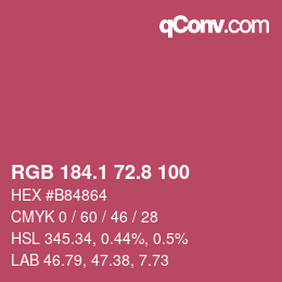 カラーコード: RGB 184.1 72.8 100 | qconv.com