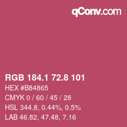 カラーコード: RGB 184.1 72.8 101 | qconv.com