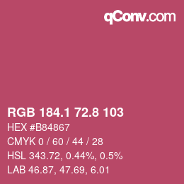 カラーコード: RGB 184.1 72.8 103 | qconv.com