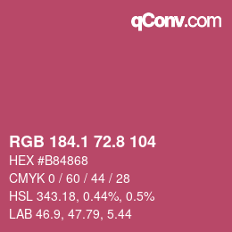 カラーコード: RGB 184.1 72.8 104 | qconv.com