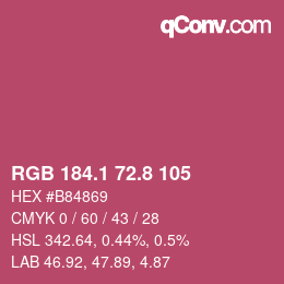 カラーコード: RGB 184.1 72.8 105 | qconv.com