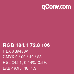 カラーコード: RGB 184.1 72.8 106 | qconv.com