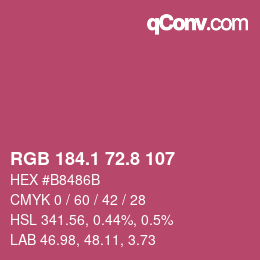 カラーコード: RGB 184.1 72.8 107 | qconv.com
