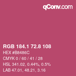 カラーコード: RGB 184.1 72.8 108 | qconv.com