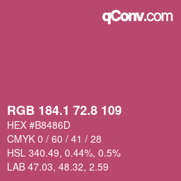 カラーコード: RGB 184.1 72.8 109 | qconv.com