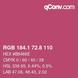 カラーコード: RGB 184.1 72.8 110 | qconv.com