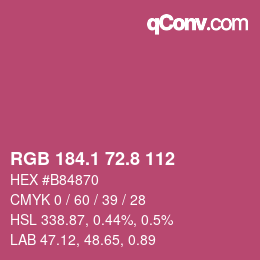 カラーコード: RGB 184.1 72.8 112 | qconv.com