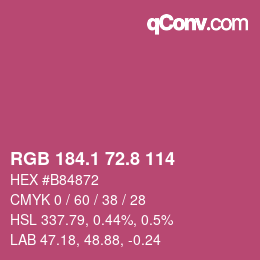 カラーコード: RGB 184.1 72.8 114 | qconv.com